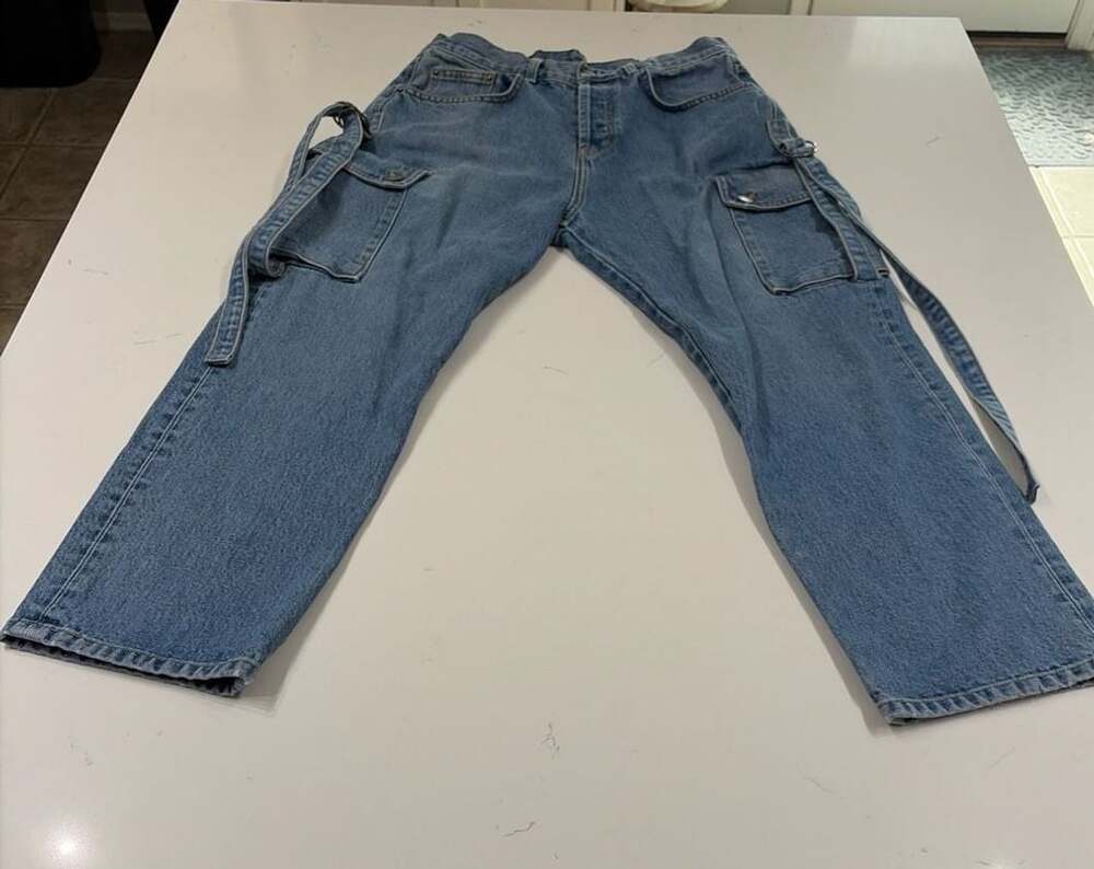 Carmar Denim Blue Cargo Jeans with Side Straps Size 30